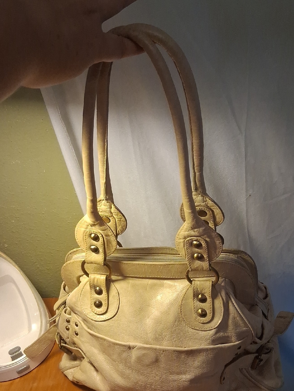 Helen Welsh Vintage Classic Cream Leather Tote Handbag - Picture 3 of 17